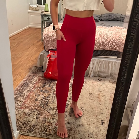 lululemon athletica Pants - Lululemon, fast and free full length, high waisted leggings size 4 red